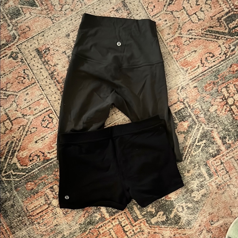 Lululemon Black Leggings and Shorts Set